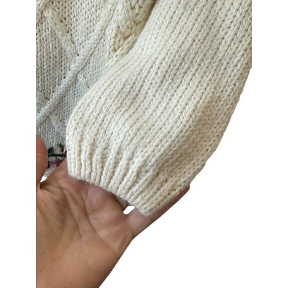 Vintage Kimberly Hope White & Pink Floral Knit Grandma Sweater Women's Large - Picture 5 of 11